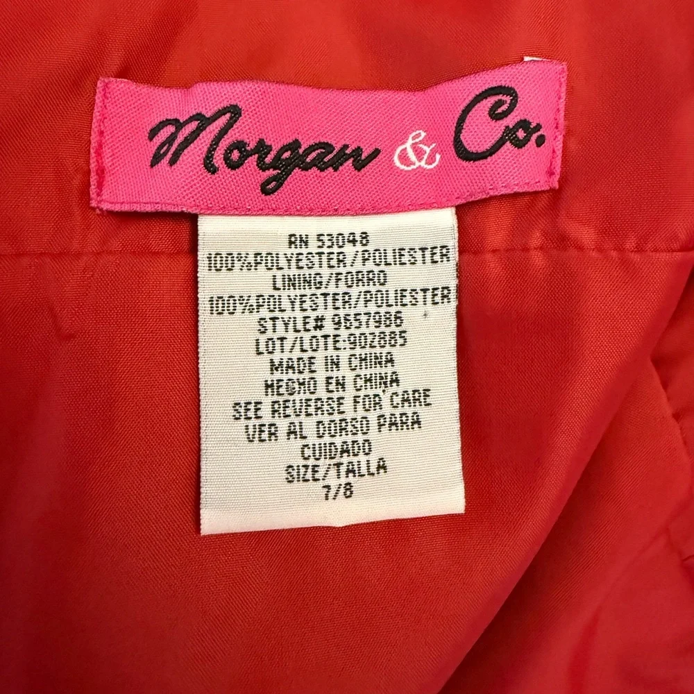 Vintage Morgan & Co formal cocktail dress. Sateen with lace overlay. Size 7/8 - Picture 7 of 8